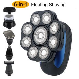 Shavers Floating Head Shaver for Bald Men Waterproof Electric Razor for Men with Nose Hair Trimmer Wet/Dry Grooming Shaving Machines