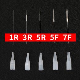 100PCS 1R 3R 5R 5F 7F Needles And Tips Disposable Sterilised Professional Tattoo Needles Caps for Permanent Makeup Eyebrow Kit