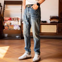 Jeans maschile 705-0001 rossi pantaloni di denim a adattamento slim cottimo di buona qualità in cotone pesante jeans spesso 14 once