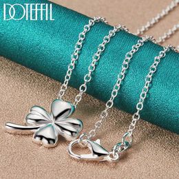 Pendant Necklaces DOTEFFIL 925 Sterling Silver Clover Flower Pendant Necklace 18 Inch Chain For Women Wedding Engagement Fashion Charm Jewellery 240410