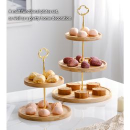 Japanese Bamboo Fruit Plates Set Snack Dishes Cake Stand Bread Dessert Plate Candy Dish Pastry Tray Wood Tableware Decoration