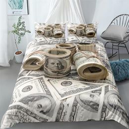 Dollar Bill Duvet Cover Set King Queen Full Size Polyester Bedding Set for Kids Teens Adults Comforter Cover with Pillowcase