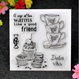 A Cup of Tea Warms Lie A Good Friend Scrapbook DIY Photo Cards Account Rubber Stamp Clear Stamp Transparent Stamp 10x10cm