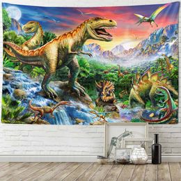 Dinosaur Big Tapestry Forest Animal Wall Hanging Kawaii Home Decor Beach Towel Yoga Mat Blanket Kids Room Wall Decor Sheets