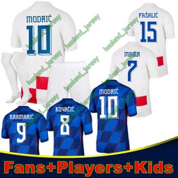 Croatia Football Shirt 2024 Euro Cup New 2025 Croatie National Team Soccer Jerseys Men Kids Kit Set Home White Away Blue Men Uniform MODRIC KOVACIC PASALIC PERISIC