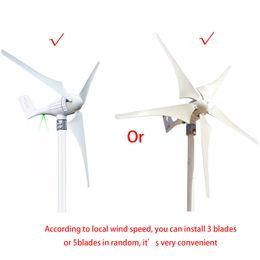600W 12V 24V Wind Turbine Gennerator 3 or 5 Blades 12M/S Low Speed Windmill LED Indicate Light With Free MPPT Charge Controller