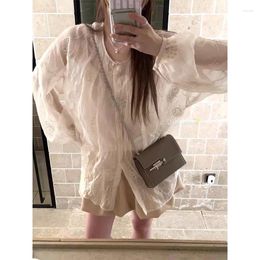 Women's Knits Lace Smock Two-piece Set Of Pure White Evening Tuberose Heavy Jacquard Sun Shirt Halter Female Summer Loose 2024