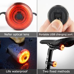 LEADBIKE Smart Brake Sensing Bicycle Rear Lights Cycling Light Waterproof USB Charging Bike Lights Led Taillight Mtb Accesorios