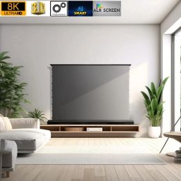 High Qualified Electric Floor Rising 4K ALR Grey Crystal Rollable Projector Screen Motorised Pull Up 4K Ambient Light 120''150'' inch alr screen