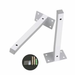 2PCS 6-20 Inch White Square Tube Angle Bracket Heavy Support Wall Mounted Black Bench Table Shelf Bracket DIY Furniture Hardware