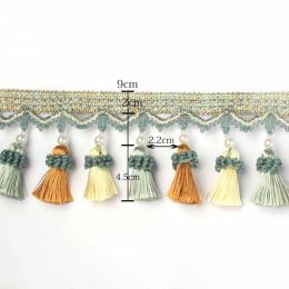 6m Width 9cm Curtain Fringe Tassel Trim Lace Accessories Decorative Clothing DIY Sewing Fabric Webbing Pearl Tassels Lace