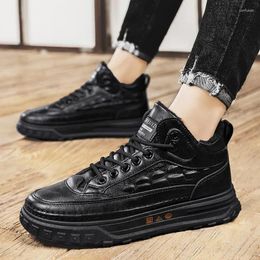 Casual Shoes 2024 Fashionable And Versatile Men's Autumn Winter Velvet Korean Style Trendy Black Sports Thickened Cotton