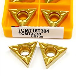 High Quality Lathe Carbide Inserts 10Pcs TCMT16T304 VP15TF UE6020 US735 Original External Turning TCMT 16T304 Hard Alloy Blade