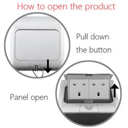 16A France Standard Socket Universal 2 Pin With USB Charging Port Pop-Up Floor Socket 2 Way Power Outlet Aluminium Alloy Office