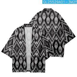 Yukata Women Men Japanese Loose Print Kimono Cardigan And Pant Set Shirt Casual Tops Beach Kimono Cosplay Costume