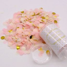 1 Set Push Pop Pink Confetti Poppers for Wedding Happy Birthday Flower Paper Mini Round Confetti Dots Party Decoration