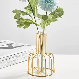 Vases Metal Flower Stand Vase Golden Hydroponics Decoration For Apartment Home Balcony Wedding Bouquet Decor Dried Flowers