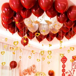 100Pcs Red Heart Laser Sequins Balloons Pendants Foil Rain Tassel Hanging Accessories Wedding Room Birthday Party Decorations