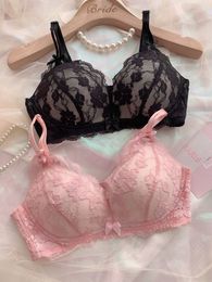 Girls Lace Push Up Bra Set Sexy Thin Cup Comfortable Large Size No Steel Rings Deep V Lingerie Comfortable Ladies Bralette