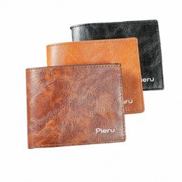 short Wallets for Men's Mey Coin Bag Photo ID/Credit Card Holder Top Quality PU Leather Vintage Fi Busin Slim Purses W3xr#