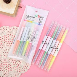 12 Colours 6Colors/set Soft Tip Highlighter Double Tip Watercolour markers kawaii stationery school supplies kawaii stationery