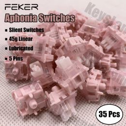 Accessories 35Pcs FEKER Aphonia Slient Pink Switches Mechanical Keyboard Accessories Linear 5 Pins 45g Hotswappable Cherry Mx Customised