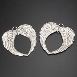 3pcs Silver Colour 69x66mm Large Angel Wings Charms Connector Pendant For DIY Handmade Alloy Findings Jewellery Making Accessories