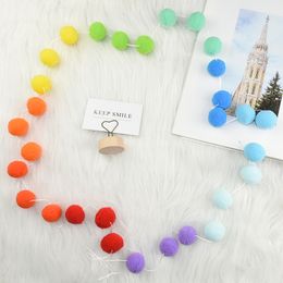 2.5m Colourful Hair Ball Pompom Pendant Garland Ins Nordic Series Wool Felt Ball String Hair Balls Children Room Home Decorations