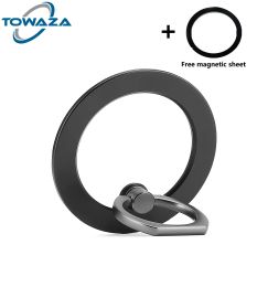 Magnetic Phone Ring Holder for Iphone 14 13 12 Magsafe Accessories Adjustable Finger Ring Grip and Stand,Removable Phone Base