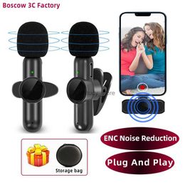 Microphones 2.4G wireless Lavali microphone noise cancellation for audio and video recording on iPhone/iPad/Android/Xiaomi/Samsung Live Game MicQ