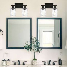 Modernes gebürstetes Nickel -Waschtischlicht mit klaren Hämmertönen - 3 -Licht -Badezimmervorrichtung für Veranda oder Bad - schlankes lineares Wandleuchterdesign