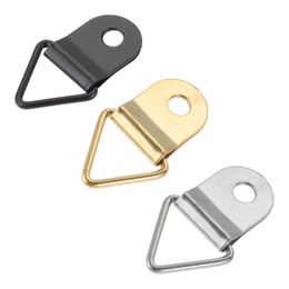 50 Pcs 21*12mm Metal Photo Picture Frame Wall Mount Hanger Hook Hanging Ring Small Triangle Ring Picture Hangers with Screws