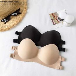 Bras Summer Strapless Women Bras Back Bandage Design Sexy Chest Tops Wire Free Soft Breathable Brassiere Solid Invisible Bra 240410