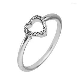 Cluster Rings Genuine 925 Sterling Silver For Women Puzzle Heart Frame Ring Party Wedding Gift Female Jewelry Anillos