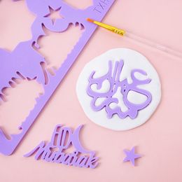 Acrylic DIY Fondant Cake Cookie Cutter Stamp Eid Mubarak Ramadan Kareem Letter Embossed Cutter Mould Stamp EID Party Decoration
