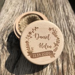 Personalised Rustic Wedding Wooden Ring Box Holder Custom Bride Groom Name Date Bearer Box Engagement Anniversary Gift