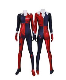 Female Clown Cosplay Costumes 3D Print Superhero Super Villain Halloween Zentai Suit Women Girls Catsuits Adults/Kids