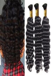 Human Hair Bulks For Braiding Deep Wave Curly Hair Bulk Natural Color 3pcs Unprocessed Raw Indian9389729