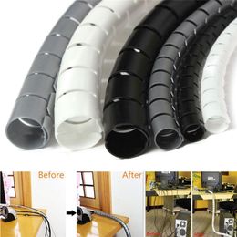 1M 8mm Wire Spiral Wrap Sleeving Band Tube Cable Protector Line Management Wrap with Clip Tool Spiral Office Home