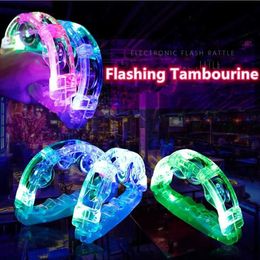 Led Rave Toy Flashing Tambourine LED Light Up Sensory Toy For Kids Musical Instrument Shaking Noisemakers Concert Parties Shaking Toys 240410