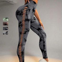 Yoga Outfits New Women Tie-Dyed Leggings Fitness Quick-Dry High-Waisted Workout Leggings Butt Lift Yoga Pants Y240410