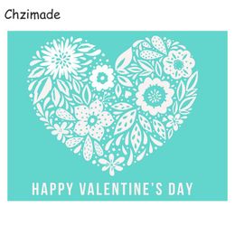 Chzimade Happy Valentine's Day Heart Self-Adhesive Silk Screen Printing Stencil Mesh Transfers For T-Shirts Diy Home Decoration