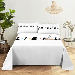 Creative Letter Bedding Sheet Home Digital Printing Polyester Bed Flat Sheet With Pillowcase Print Bed Sheet