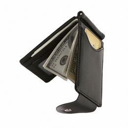 south Korea Style Mey Clip Men Wallet Purse Ultrathin Slim Wallet Mini Hasp Leather Wallet Busin ID Credit Card Case A1Ng#