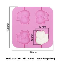 Meibum Foxes Shaped Lollipop Moulds Candy Chocolate Silicone Mould Toffee Cake Topper Decorating Tools Pastry Baking Accessories