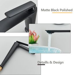 Black Tall/Short Bathroom Basin Faucet Hot Cold Mixer Crane Tap Deck Mount Europen Design Single Handle One Hole Bathroom Wash