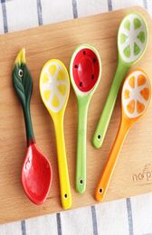 Ceramic Coffee Stirring Spoon Korean Style Household Tableware Dessert Watermelon Lemon Pineapple Fruit Design Ceramic Spoon3637818