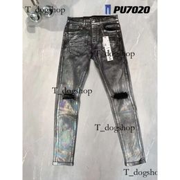 Denim Jeans Trousers Knee Skinny Size 28-40 Motorcycle Trendy Long Straight High-end Quality Mens Purple Jeans Designer Jean Men Women Hole High Street Denim 659