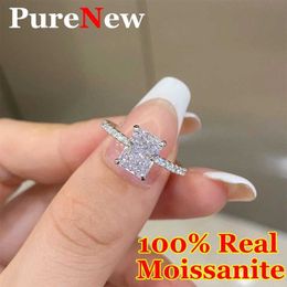 Band Rings PureNew 1ct-3ct radiation cut all silica womens diamond ring original 925 silver luxury womens diamond ring new 2023 J240410