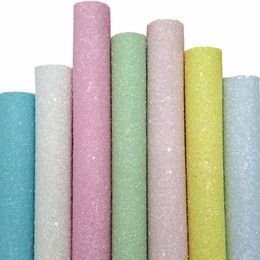 Pastel Colors Matt Chunky Glitter Leather Gltter Faux Fabric Vinyl Sheets with Soft Felt Backing Glitter For Bows 21x29CM Q957